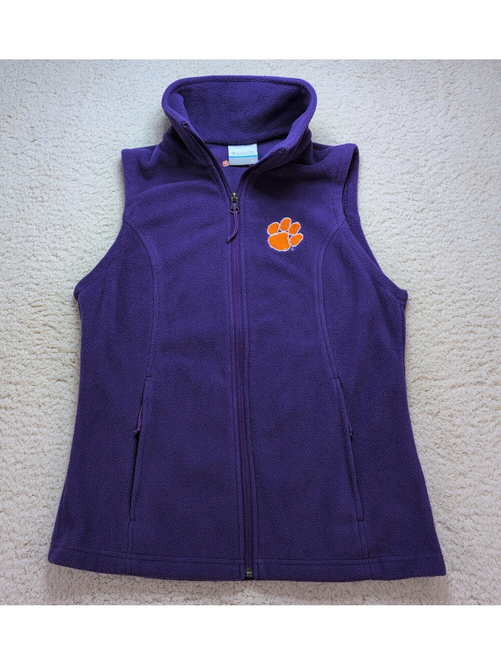 Columbia Clemson Tigers Women’s XS Purple Fleece Vest Full Zip